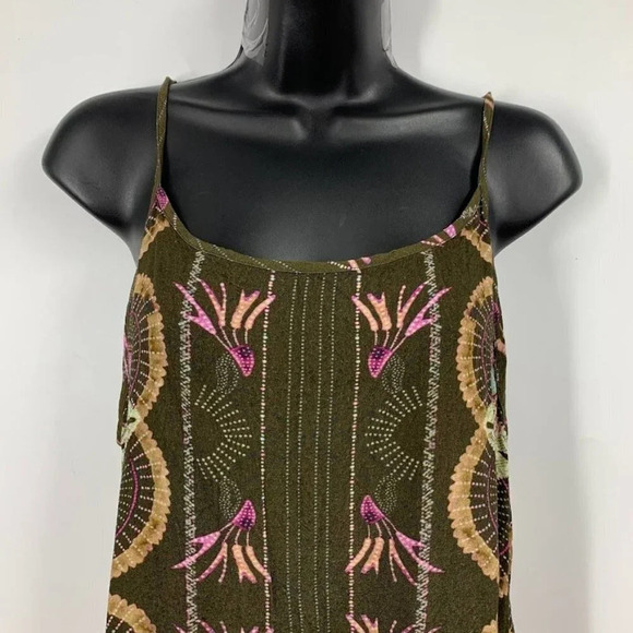 Cleobella Women's Kate Adjustable Strap Boho Print Fringe Dress Size L - Picture 4 of 14